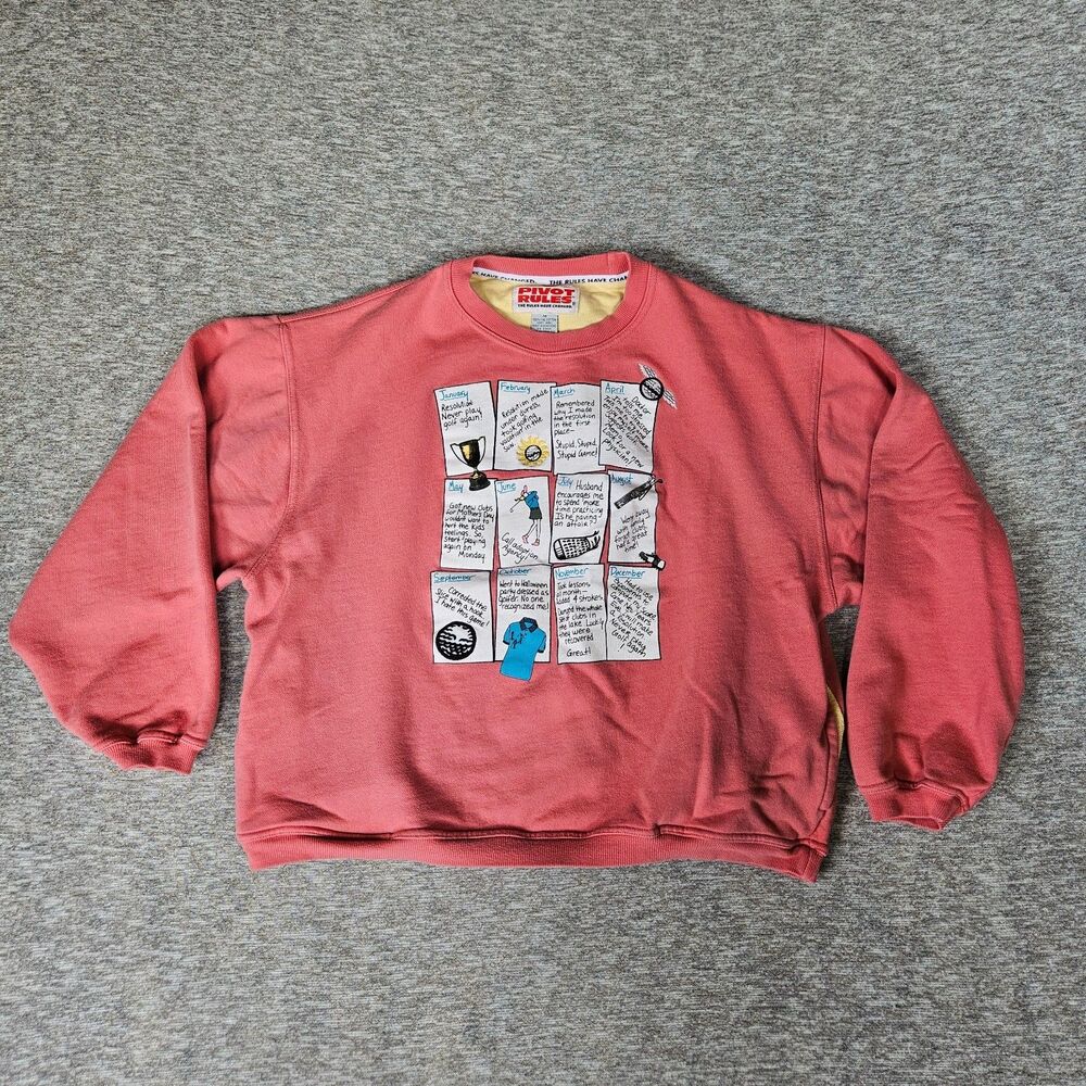 Vtg PIVOT RULES Embroidered Fine Cotton Golf Sweater Sweatshirt Crewneck RARE